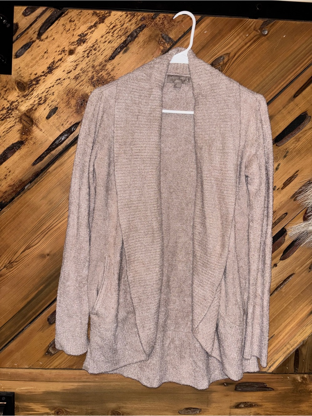 Barefoot Dreams Women's Open-Front Cozy Cardigan Sweater in Light Taupe